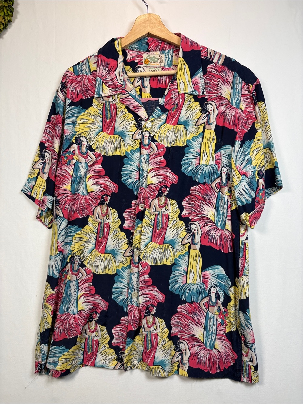 LUCKY BRAND Vintage Lucky Beach Hula Wear Paradise Found Men's Shirt size Large